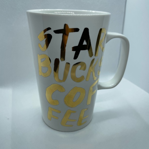 Starbucks 2015 White Gold Graffiti Lettering Ceramic Coffee Cup Mug 16 oz Large - Picture 8 of 10